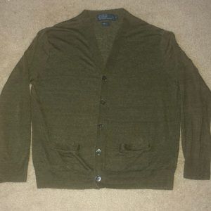 Polo Ralph Lauren Linen Cardigan Olive Green Large